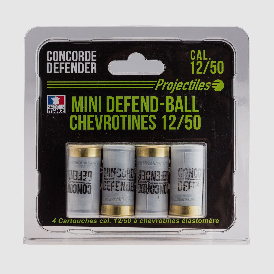 4 PATRONEN MINI DEFEND-BALL KAL. 12/50 CHEVROTINE ELASTOMERE, Bild 1 von 3
