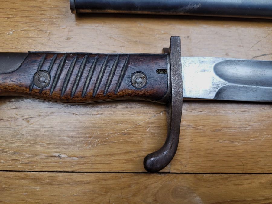Rarissime Bajonett „V notch“ 98/05 – Seltenes V-förmiges Griffstück – 1. hybrides Modell von 1915 von R. STOCK – Weimar-Umrüstung ab 1920 – Polizei von Arnsberg – TOP!, Bild 4 von 17