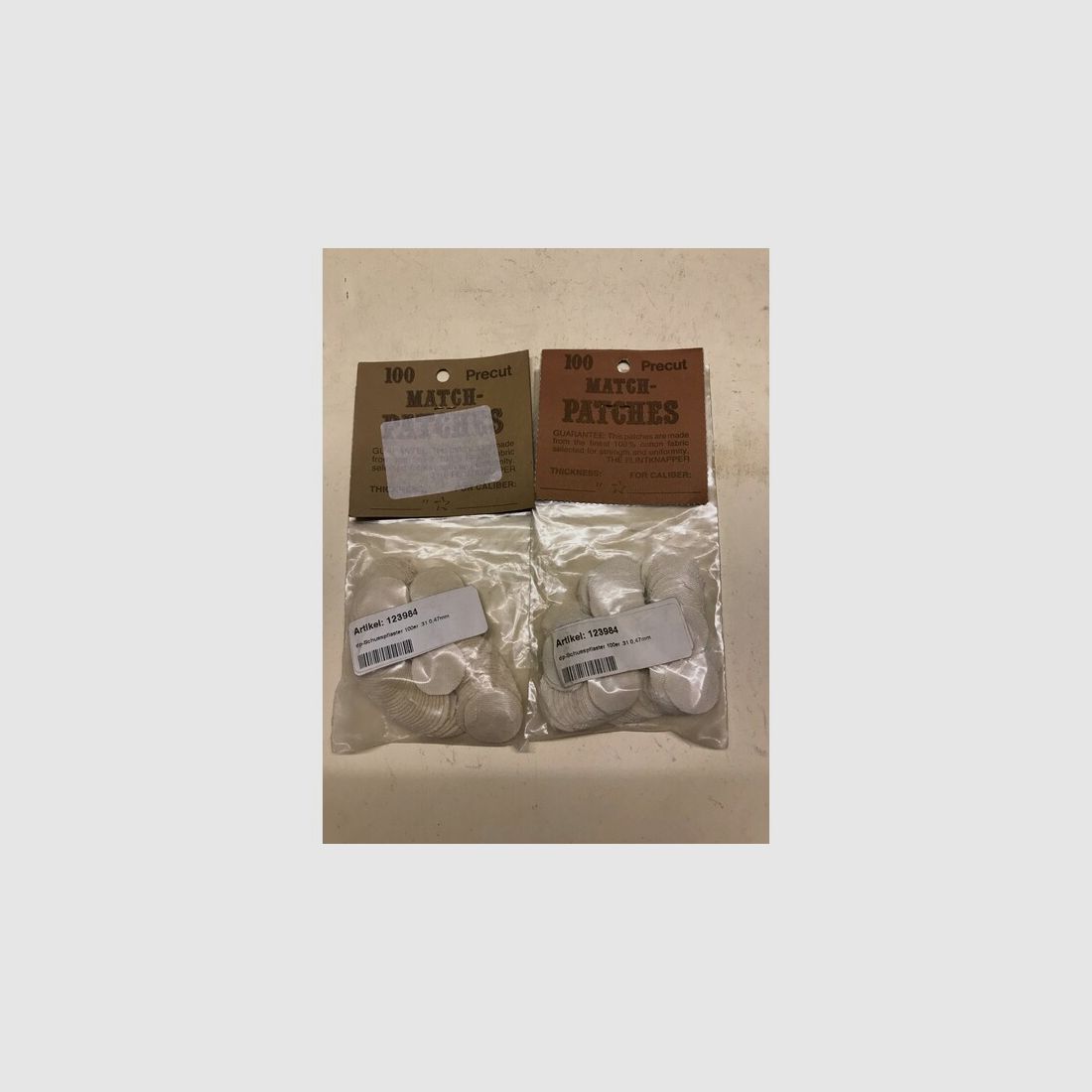 Schusspflaster Vorderlader Kal. .31-.33 Ø 20mm Stärke 0,47mm 0,018 inch Flintknapper