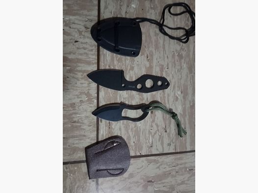 2 Kleine Taschenmesser Brieföffner Anglermesser Pocket Knife Mini black mit scheide set neu
