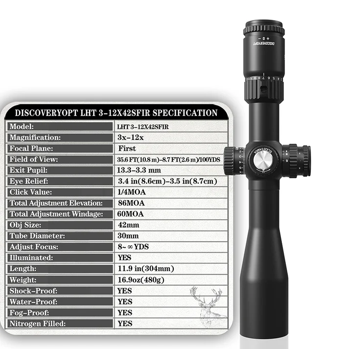 Richtkijker DiscoveryOpt LHT 3-12X42SFIR-FFP-MOA + Montage, afbeelding 6 van 8