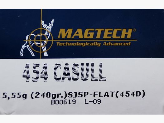 Revolverpatronen Magtech 454 Casull 15,55g. 240GR. SJSP-Flat (454D) !!!