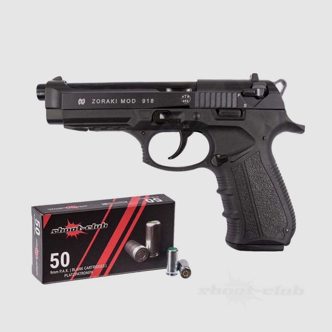 Pistola a salve Zoraki 918-P blu 9mm PAK + cartucce a salve