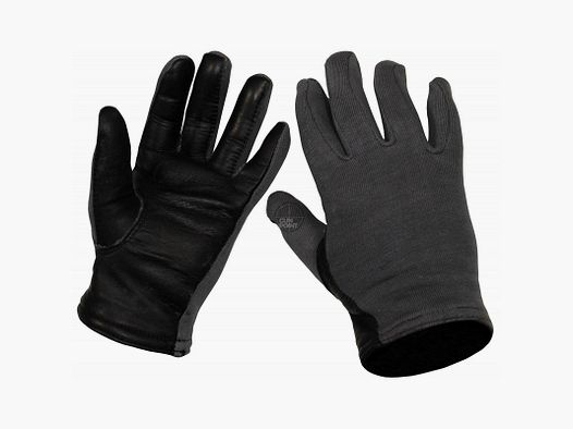 Belg. Vingerhandschoenen, grijs, Piloot, Leren inzet, als nieuw.