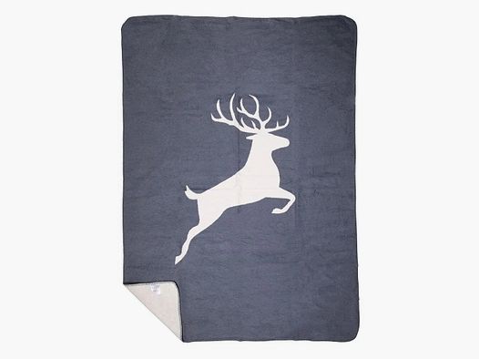 LivingActive Decke springender Hirsch dunkelgrau