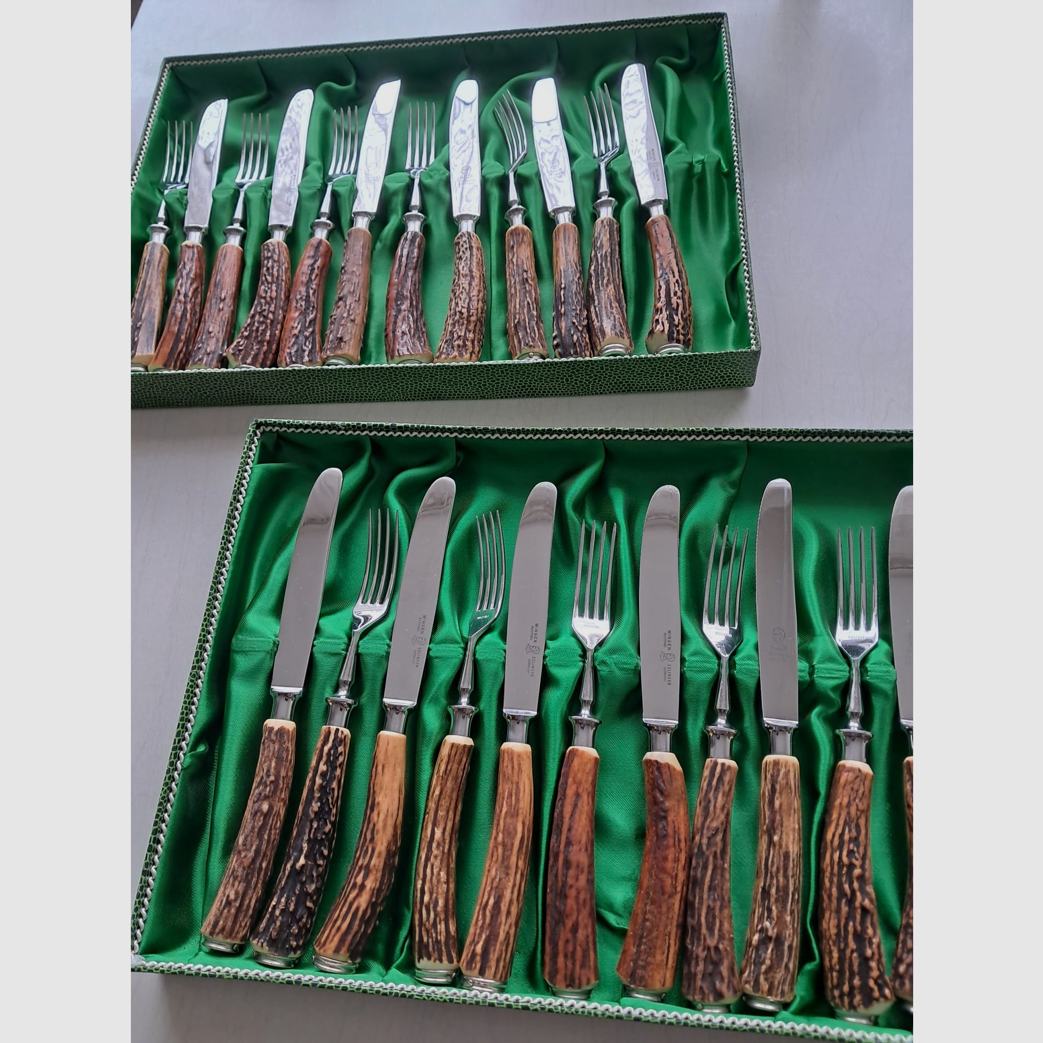 Hunting cutlery by Anton Wingen Solingen 24 pieces for 12 people