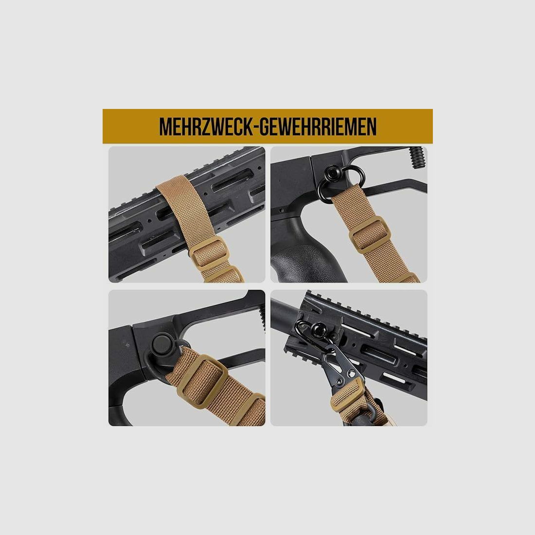 SNS 2 Punkt Gewehrriemen, Tan QD + HK-Haken