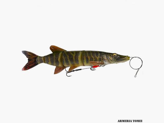 SAVAGE GEAR – 4D LINE THRU PIKE 37cm – 14 1/2″ 355g – 12 1/2 oz SLOW SINK SS 01 Striped Pike