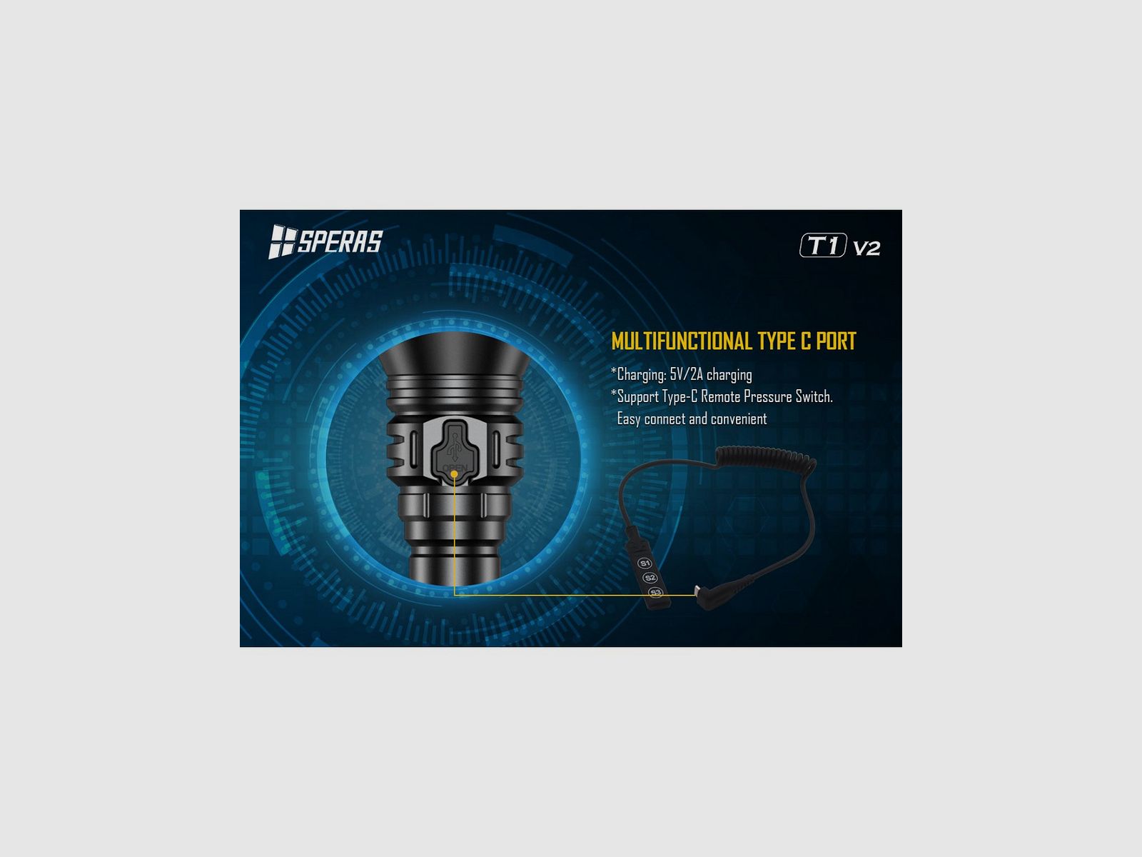 SPERAS WIEDERAUFLADBARE TAKTISCHE TASCHENLAMPE T1K V2 LANGSTRECKE 1400LM KIT, Bild 8 von 13