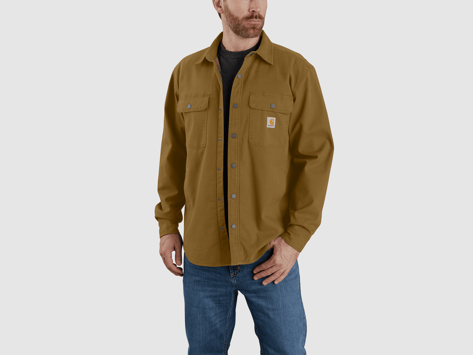 Carhartt Rugged Flex™ Relaxed Fit Canvas Fleece-Lined Shirt Jac Men Oak Brown S