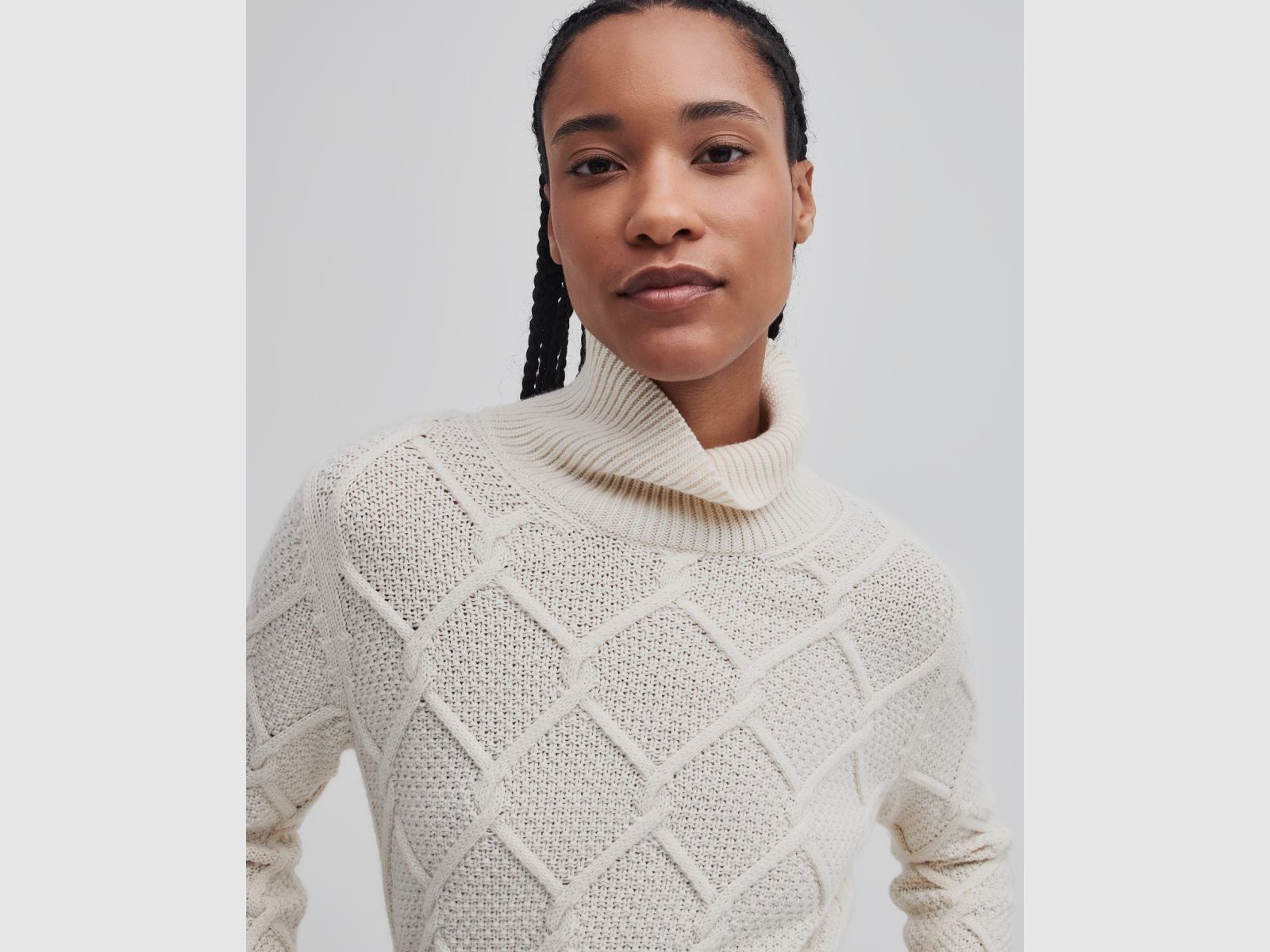 Sweter z golfem BARBOUR Burne Knit Ecru