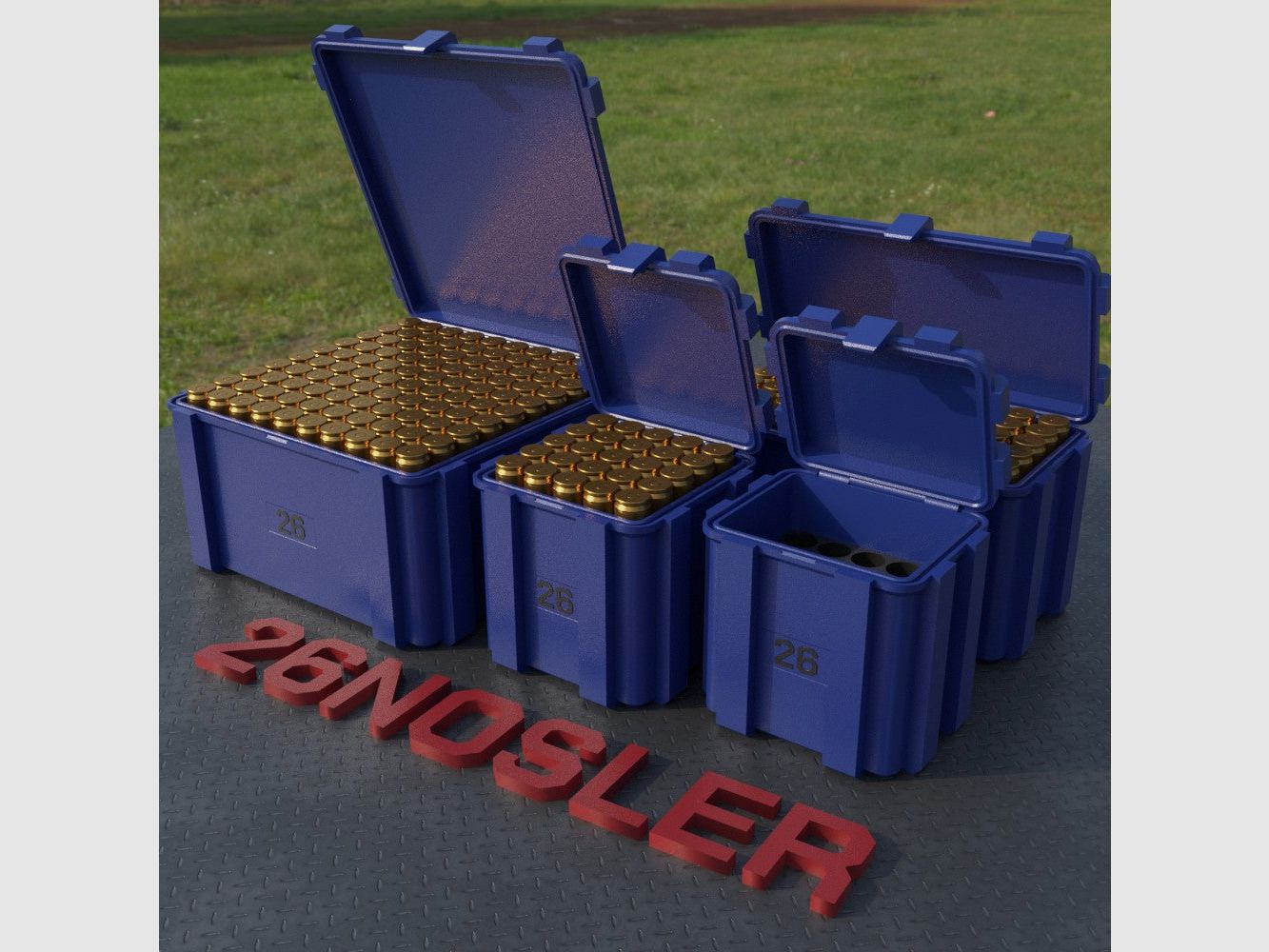 Filamelt Munitionsbox / Ammo Box .26 Nosler – Patronenbox ‘Klappdeckel’ – 20 / 25 / 50 / 100 Runden