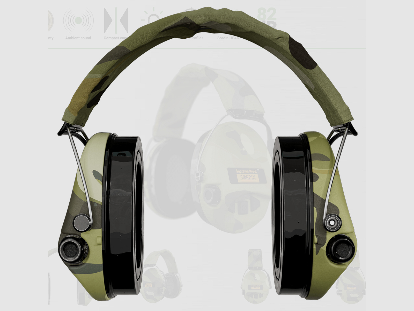 Sordin 75302-X-08-S Electronic Hearing Protection Supreme Camo Pro X LED Headband