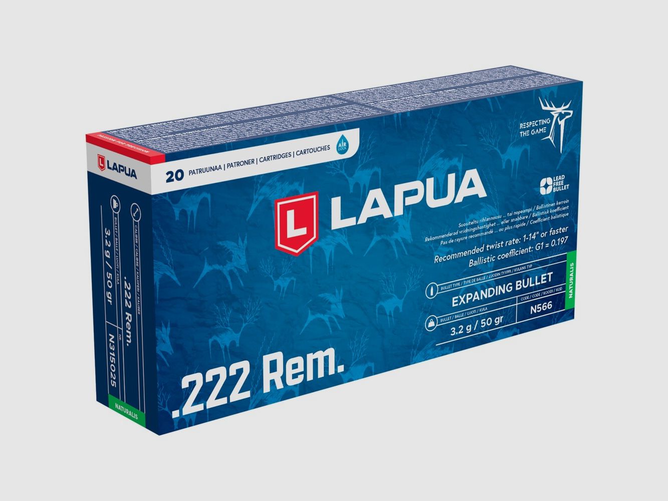 Lapua .222 Rem. Naturalis 3.2g/50grs., imagen 1 de 3