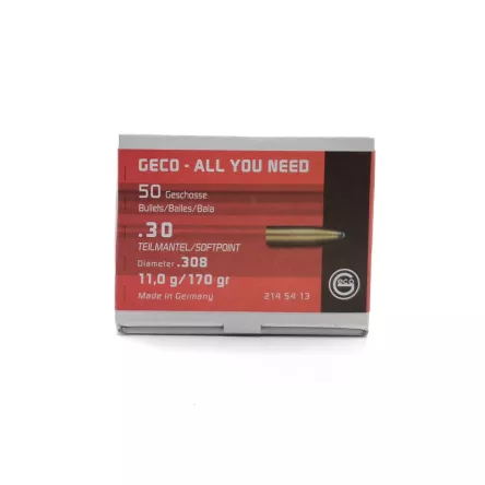 Proyectiles GECO 30/7,62 mm .308 semiblindados 11,0 g/170 gr (50 uds.)