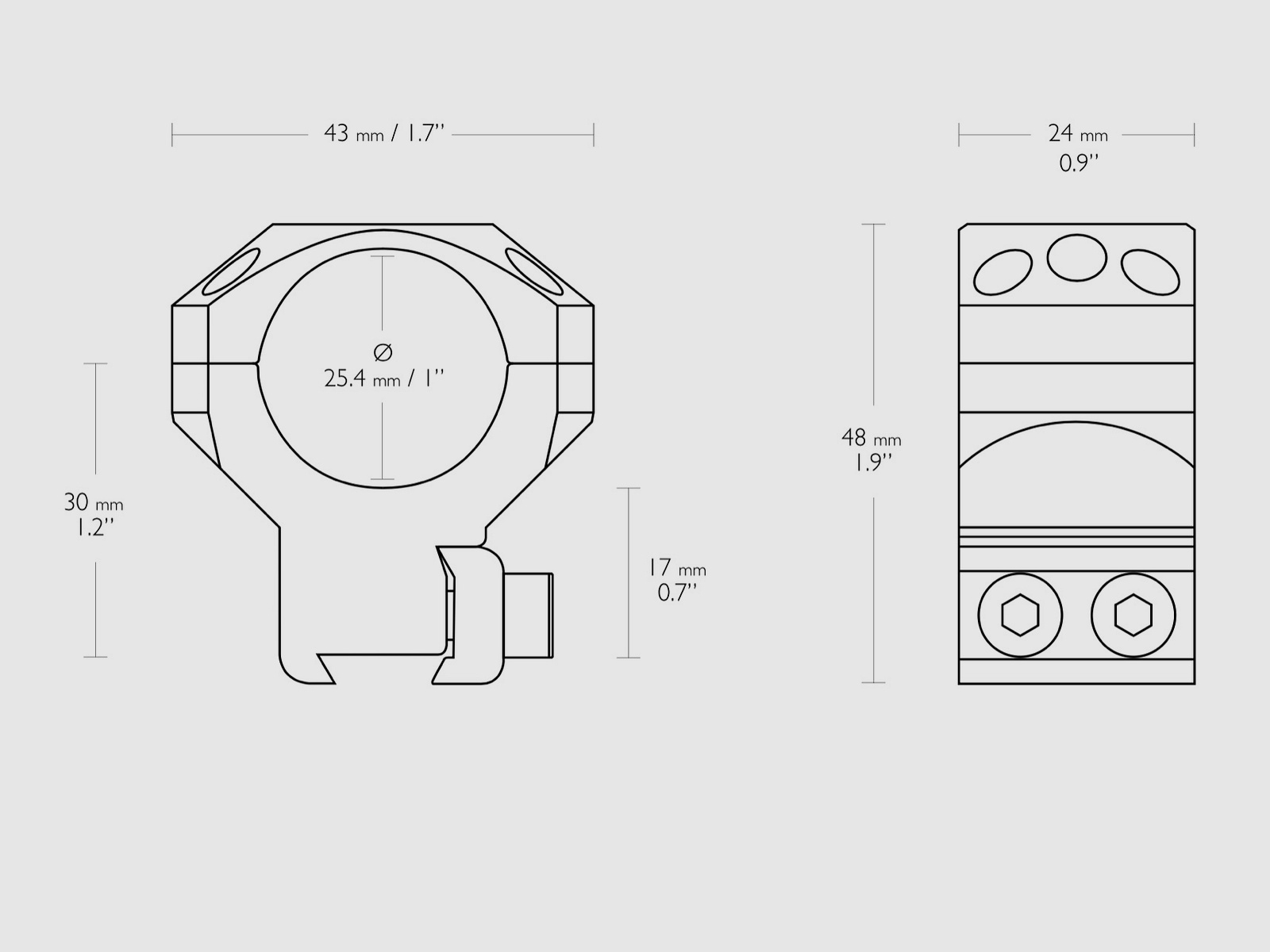 Hawke 24102 Tactical Ring Mounts 1 Inch 9 to 11 mm High