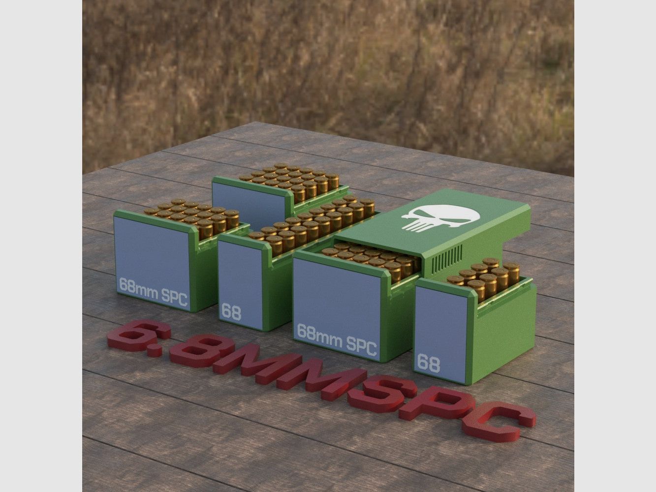 Filamelt Munitionsbox / Ammo Box 6.8 mm Remington SPC – Patronenbox für 50 Schuss, Made in Germany