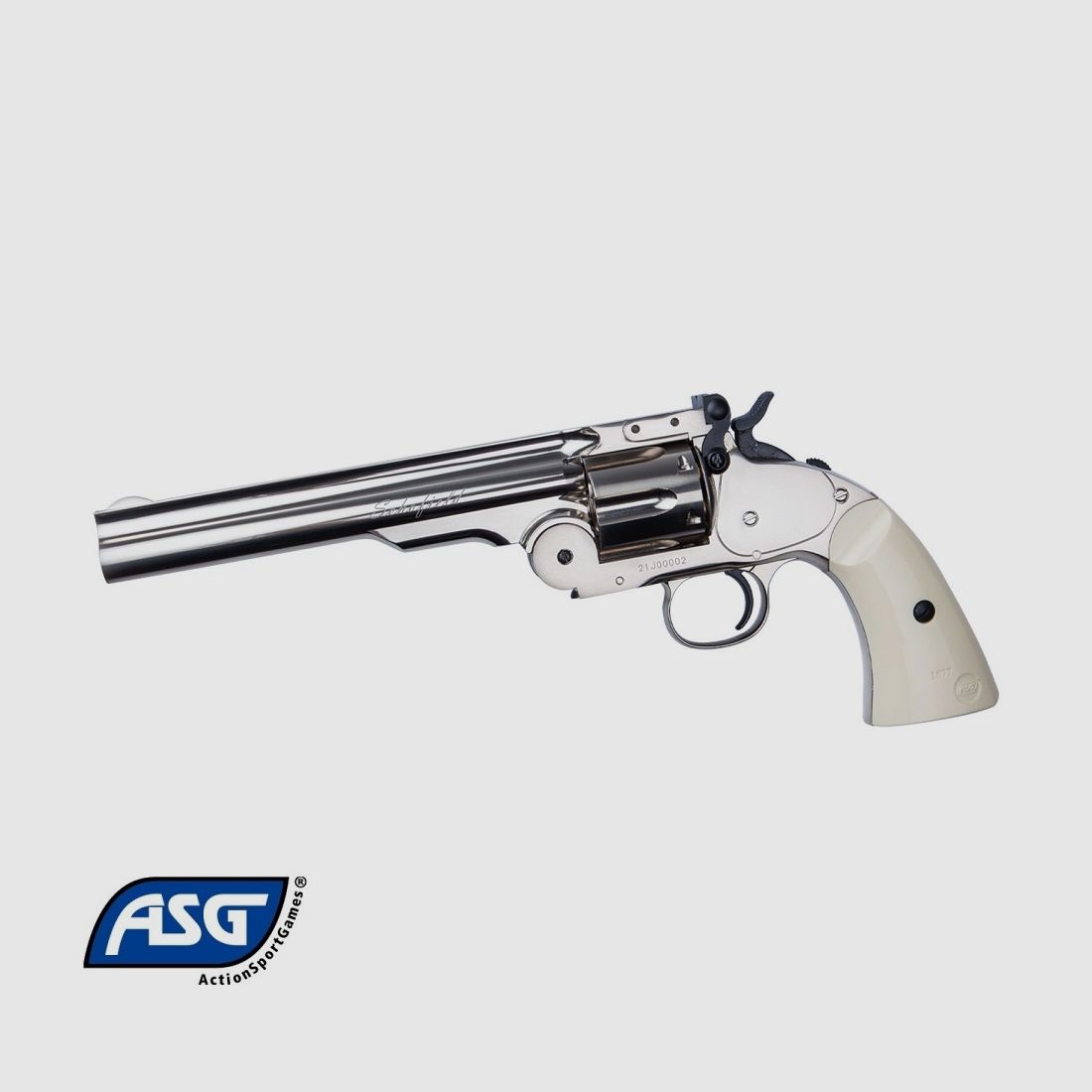 Revolver Schofield 6″ Silber – Griff aus Elfenbein Vollmetall – 4,5 mm Co2 Diabolos