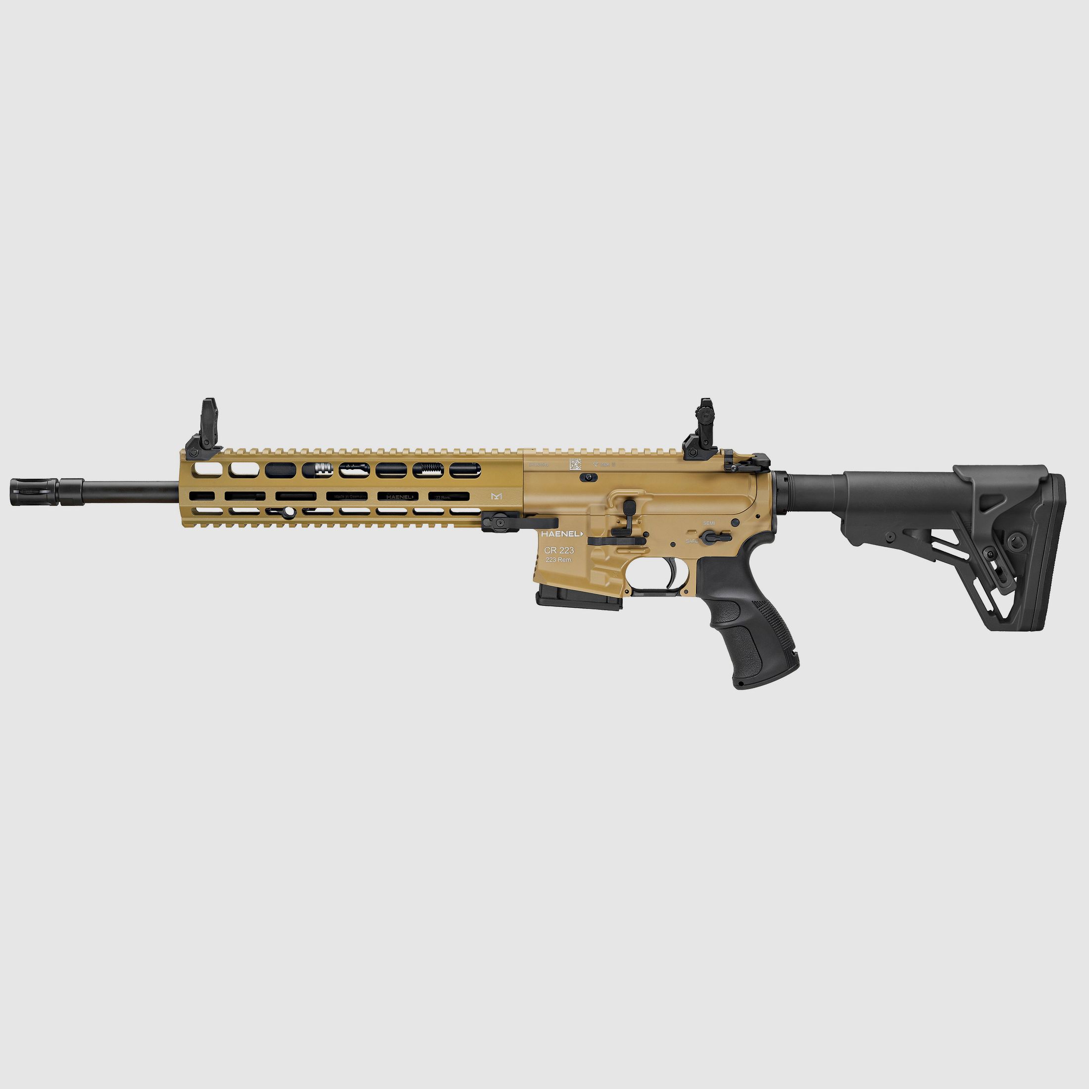 Haenel CR 223 M-LOK Handschutz Lauflänge 423 mm | Matchabzug | Handschutz lang | Sandfarben | sportlich zugelassen, Kal. .223 Rem.