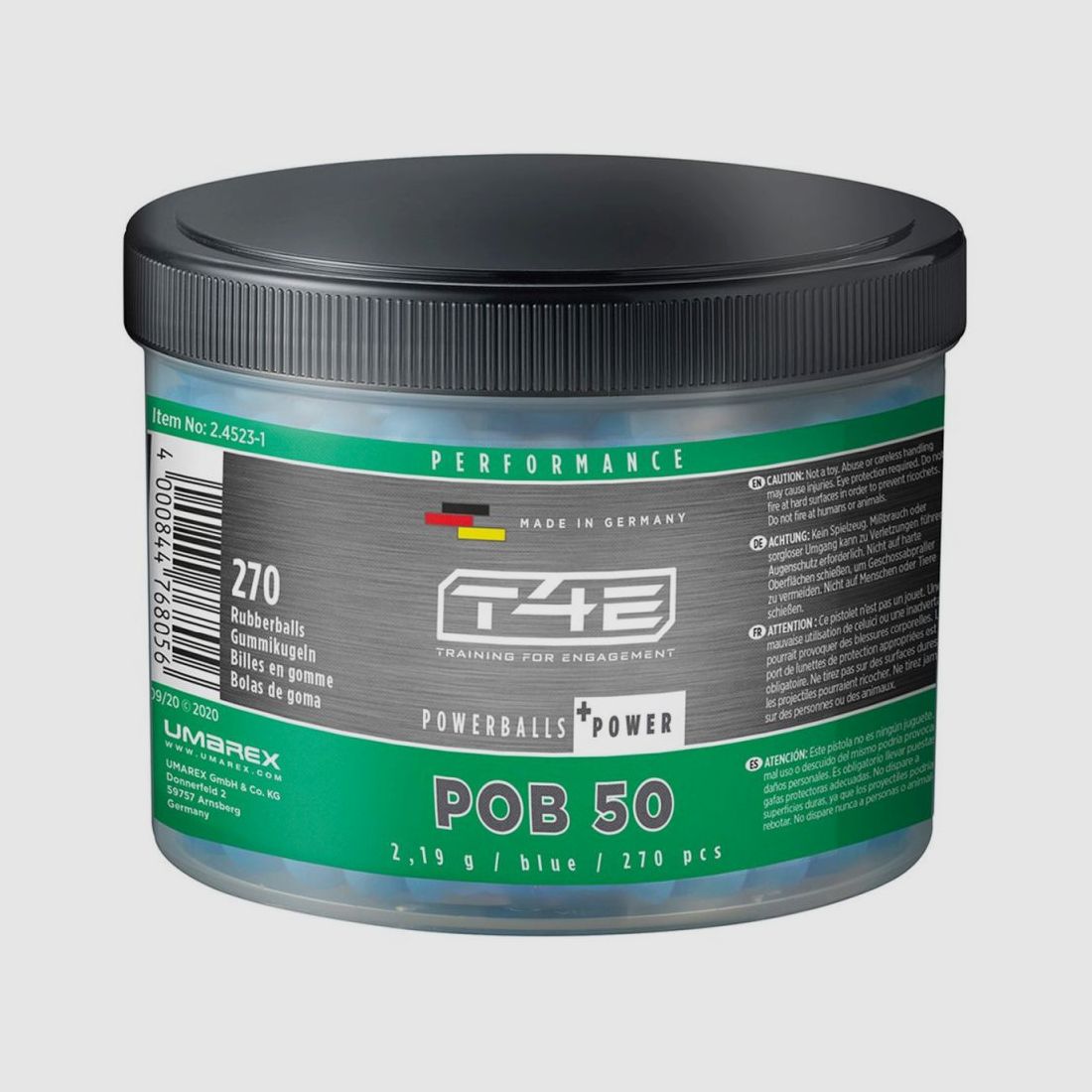 T4E Performance POB 50 bolas de goma calibre .50 - 270 unidades.