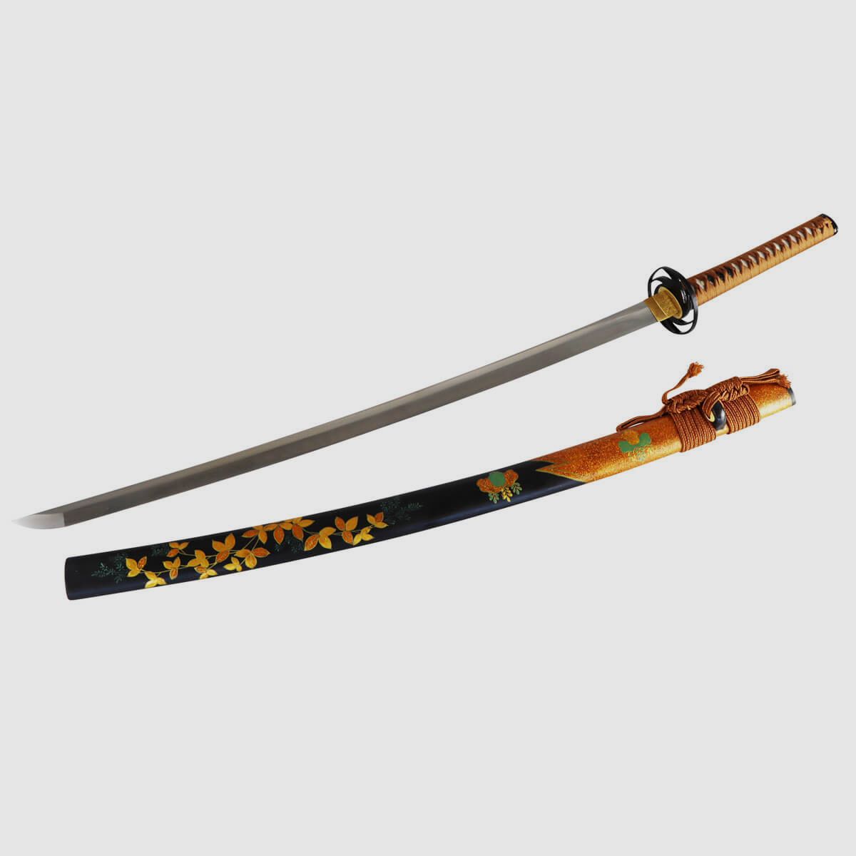 Katana 1095 steel with Paulownia painting on Saya