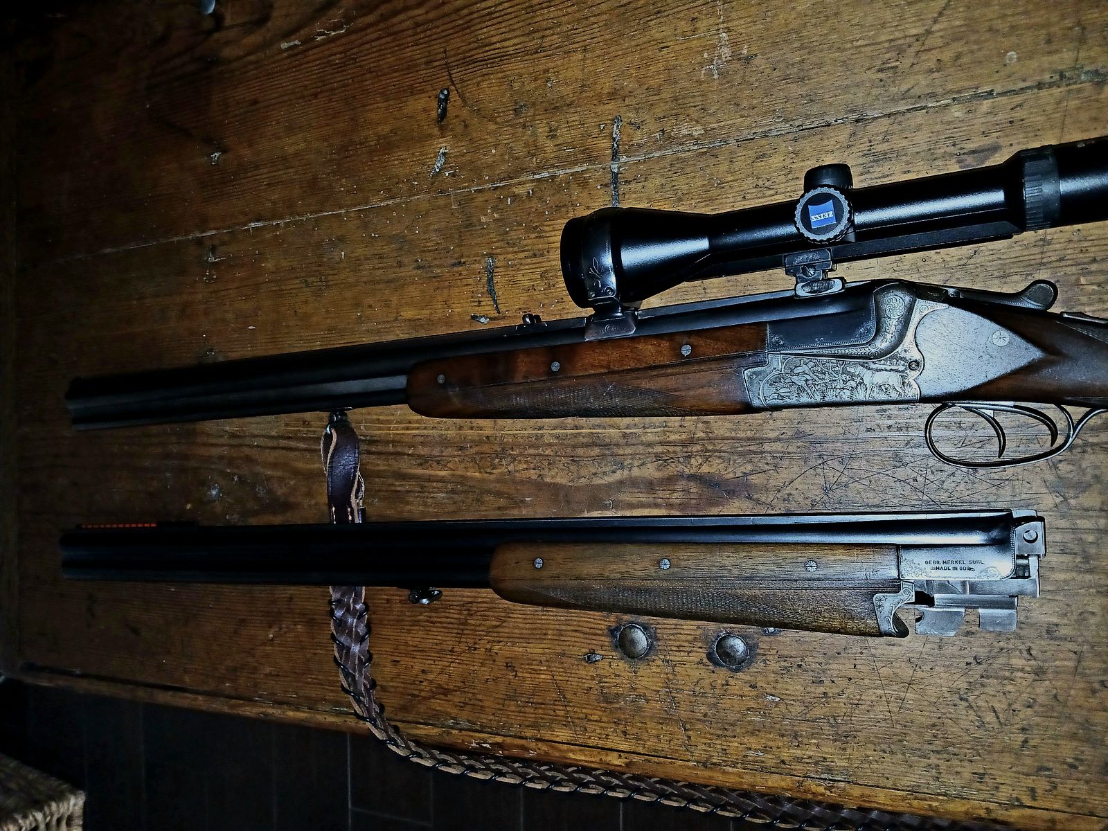 exquisite Merkel Bockbüchsflinte mit Bockdoppelflintenaustauschlauf in Top Kalibern