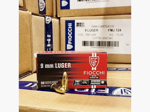 Fiocchi 9mmLuger 124grs FMJ - 269€ per 1000 Schuss!