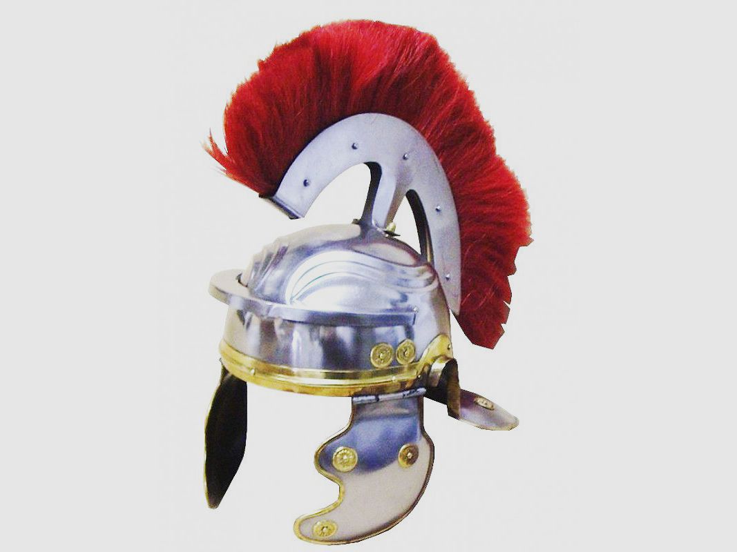 Römischer Offiziershelm aus Stahl und Messing