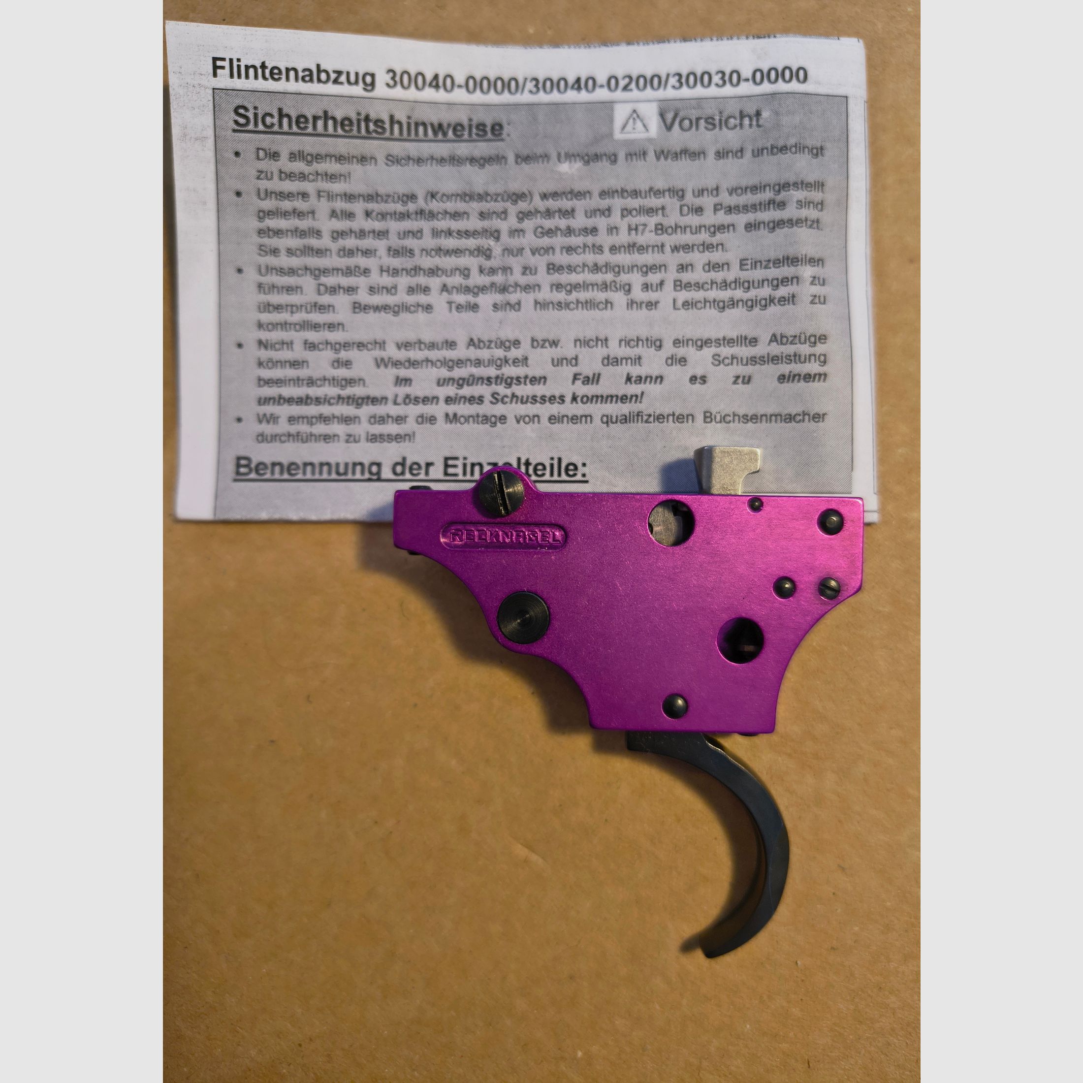 Recknagel Flintenabzug Mauser 98 