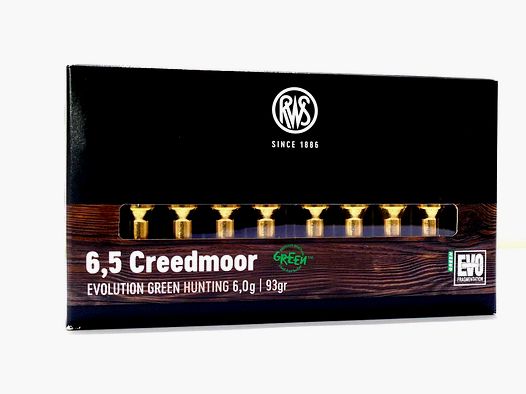 RWS 6,5 Creedmoor Evo Green 6,0g Cartouches de fusil sans plomb