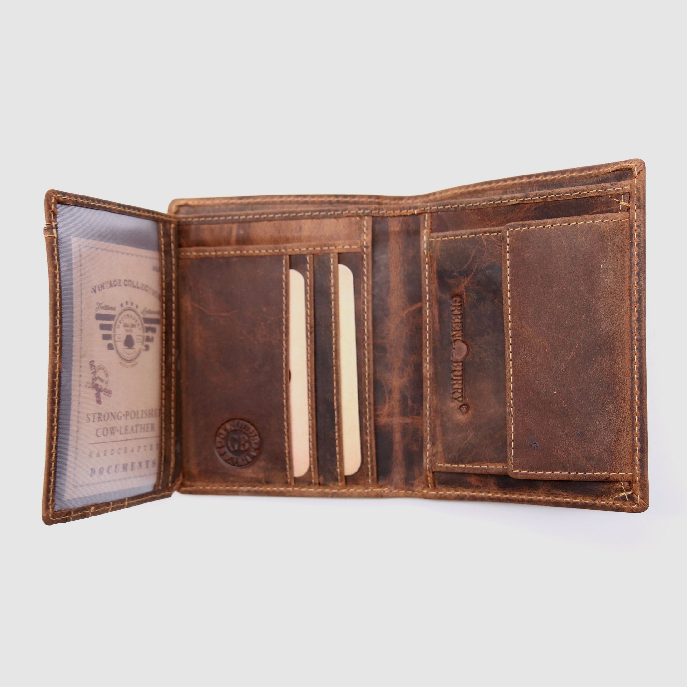 Greenburry Leder Geldbörse braun Vintage Animal Collection Royal Stag Hirsch 1701-stag-25