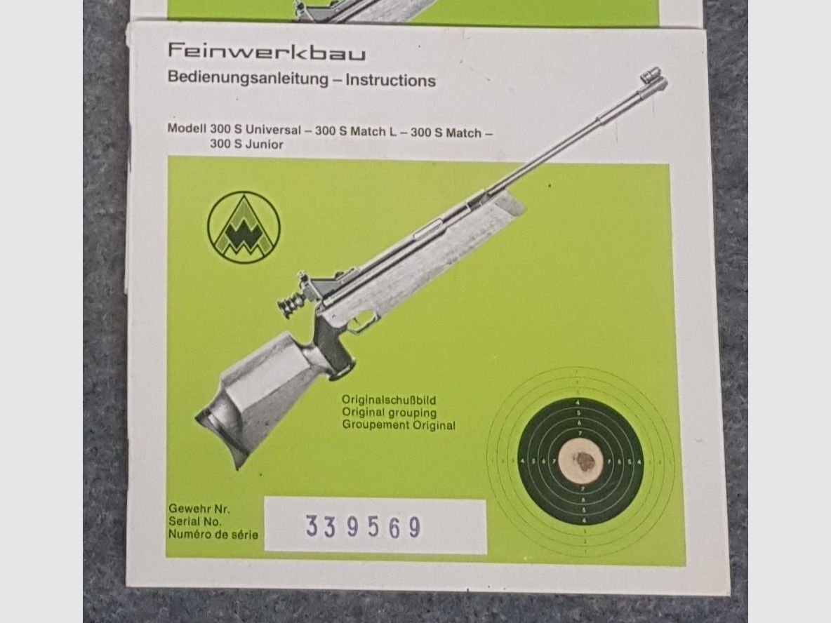 Feinwerkbau FWB Mod. 300S 300 200  Beschreibung Bedienungsanleitung Luftpistole Luftgewehr KK Gewehr Co2 Pistole siehe Beschreibung. Preis ab