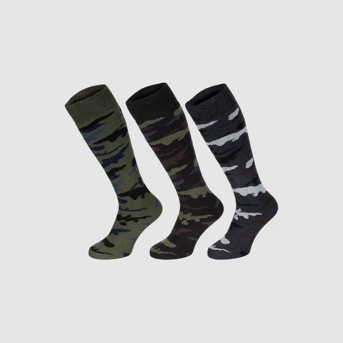 Chaussettes d'hiver, "Esercito", camouflage, longues, pack de 3 (43-46)