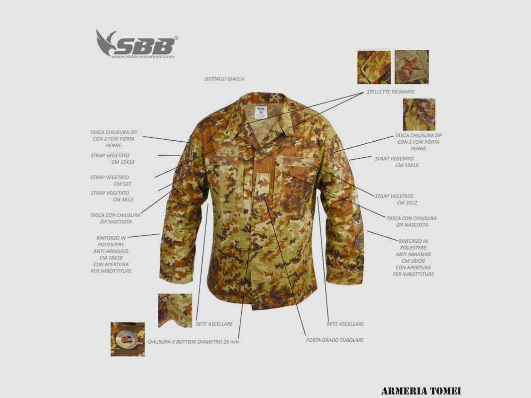CAMOUFLAGE UNIFORM – SBB – UNIFORM CBT 100% COTTON RIP STOP VEGETATED MOD.2019, image 2 of 4
