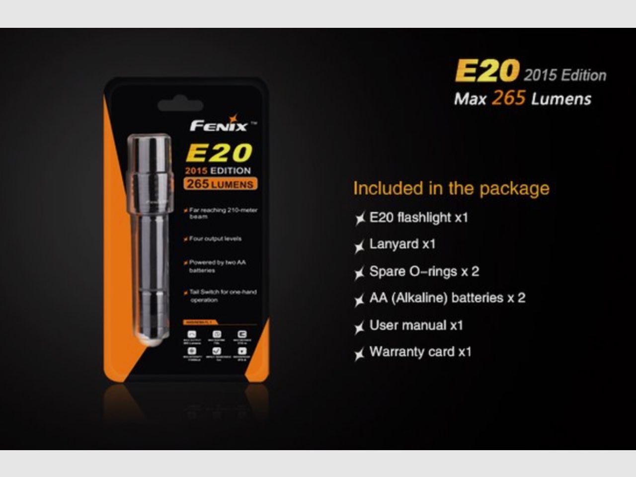 Fenix E20 lampe de poche LED 265 lumens