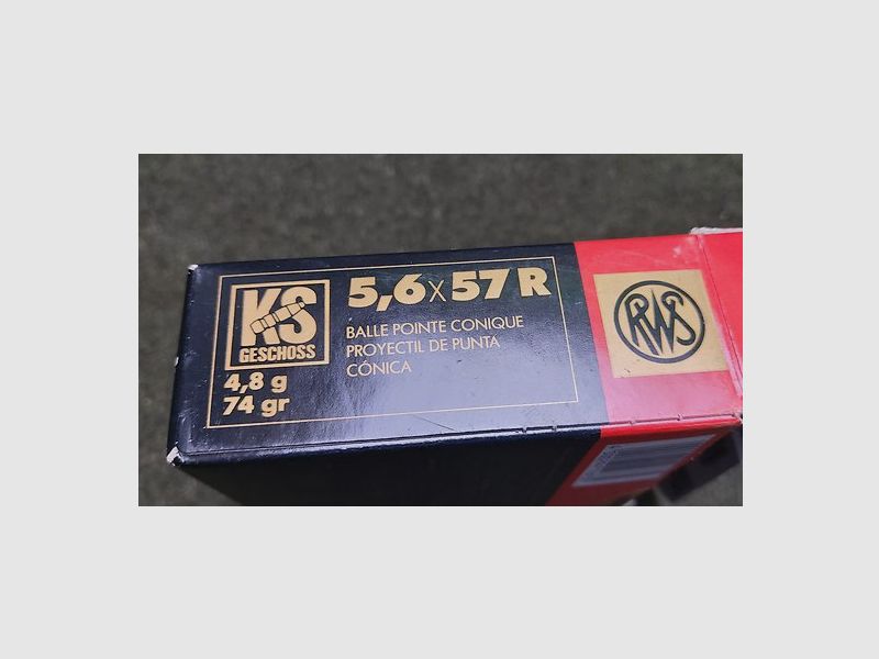 Büchsenpatronen RWS Kegelspitz 5,6x57R  4,8g, 74gr. !!!