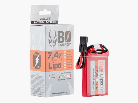 Bateria Lipo 2S 7.4V 1200mAh 25C BO MANUFACTURE - Mini Tamiya - Stabilna Moc - Niezawodna Autonomia