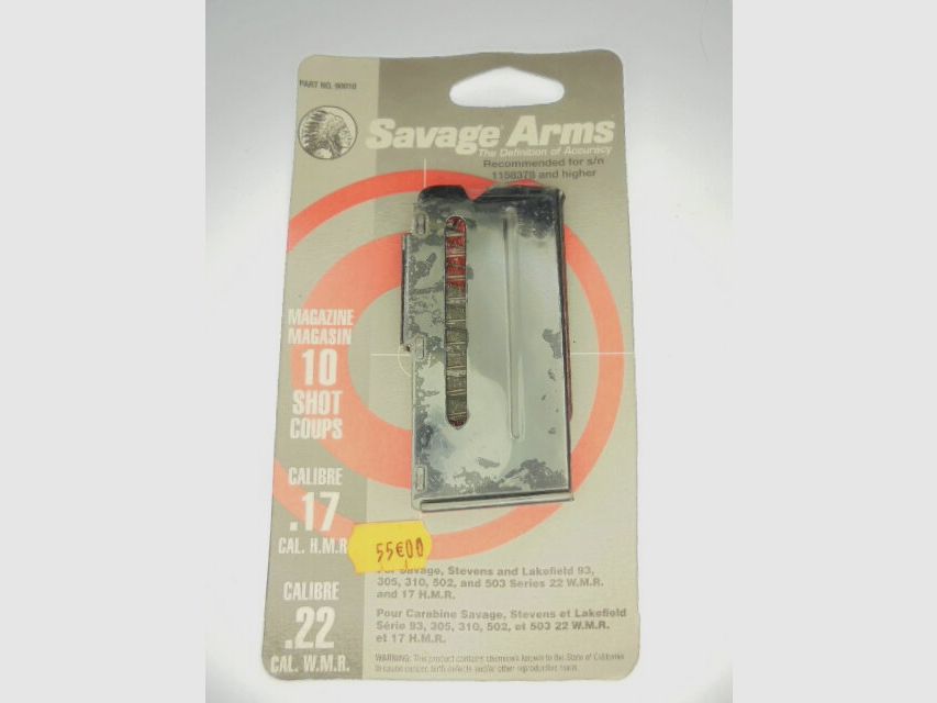 MAGAZINE SAVAGE 10CPS CALIBER 22 MAGNUM/17HMR, image 1 of 3