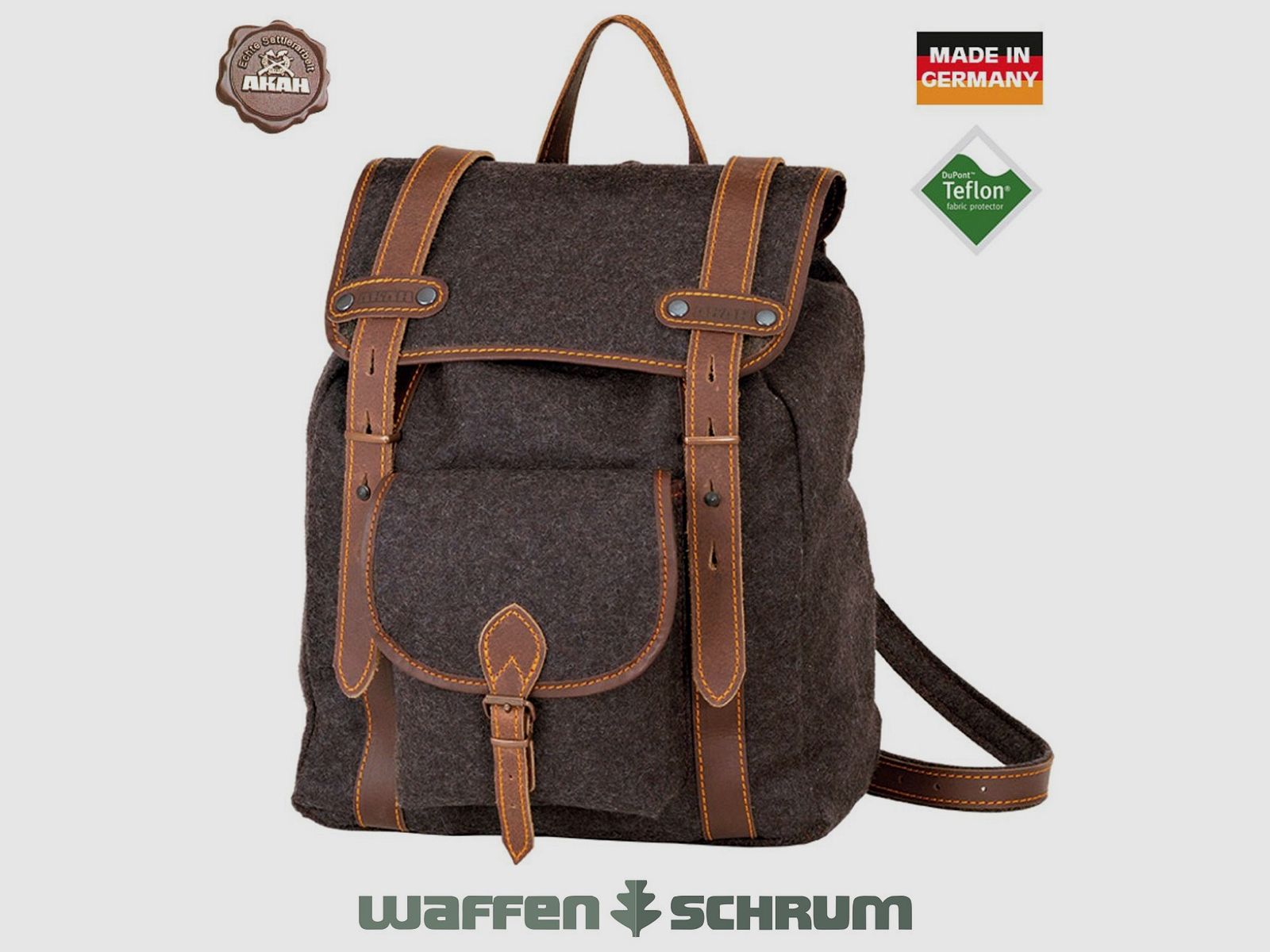AKAH Wanderrucksack Loden Leder Braun 16l