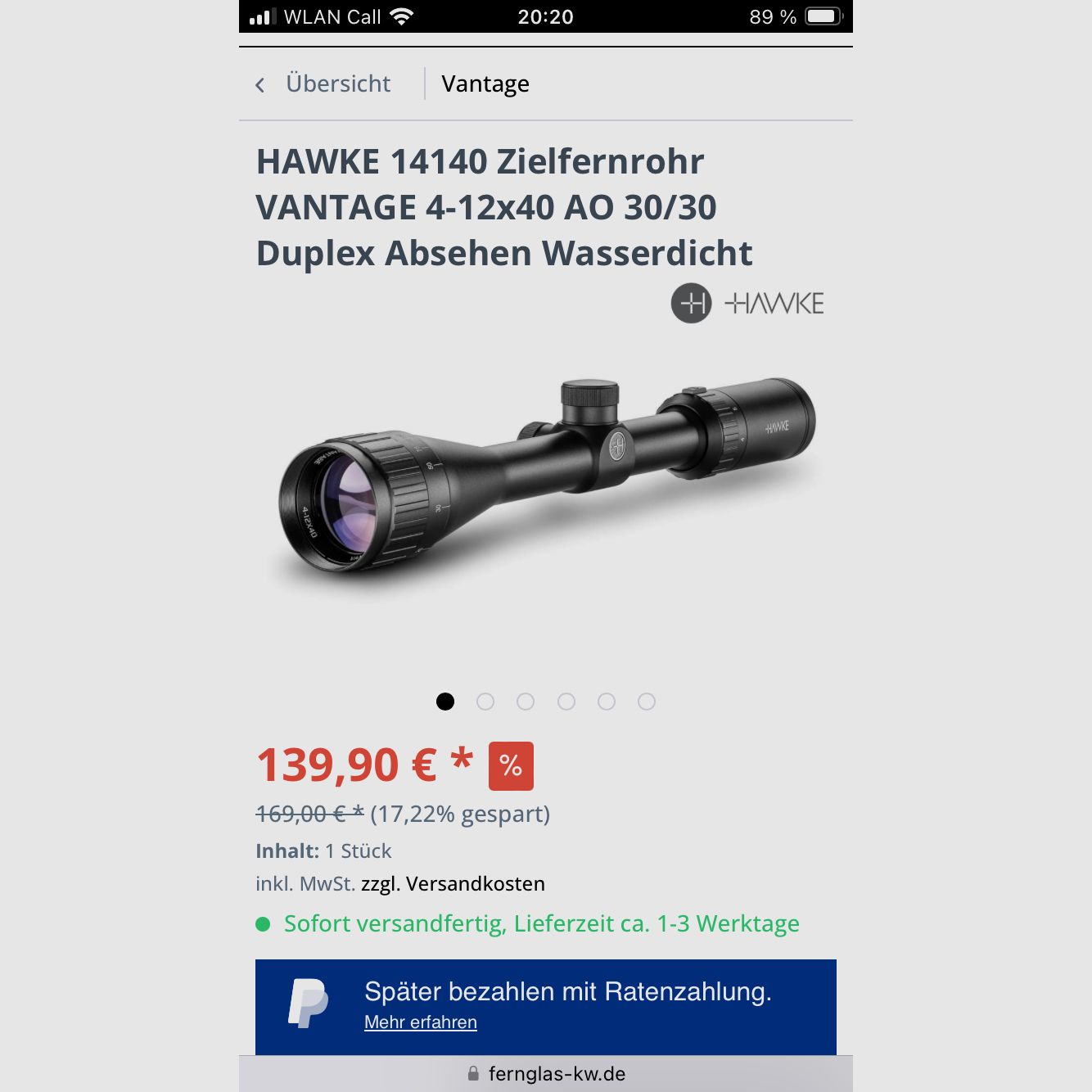 Hawke 14140 Vantage 4-12x40 AO 30/30 Wasserdicht