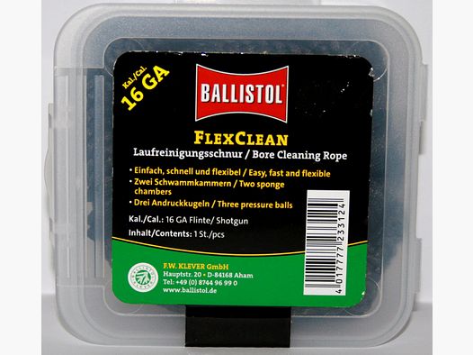 BALLISTOL Laufreinigungsschnur "FLEX CLEAN" > perfekt Kalibergenau für Flinte Kaliber 16GA 16/70 16