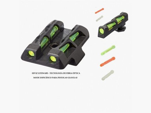 Kimme + Korn HIVIZ GLOCK 42/43/43x/48 LiteWave Fibra Optica (GLLW11)