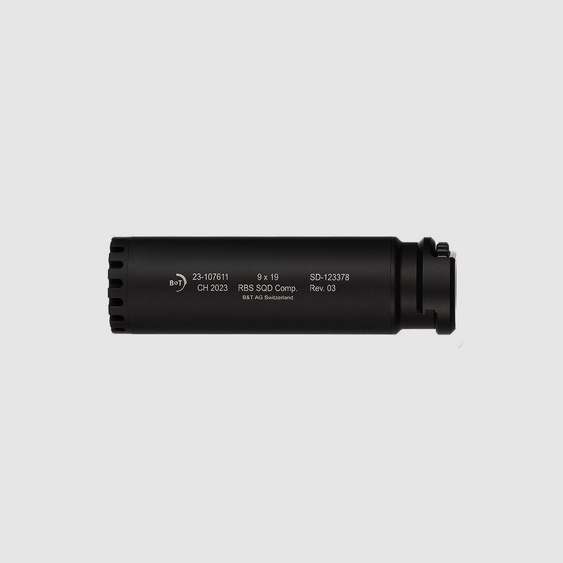 B&T SQD Compact, RBS Schalldämpfer Schwarz, Eloxiert