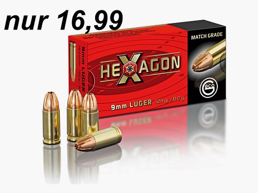 GECO HEXAGON 9mm Luger 9 mm 124gr °°°°°°°°°°°°°°°°°°