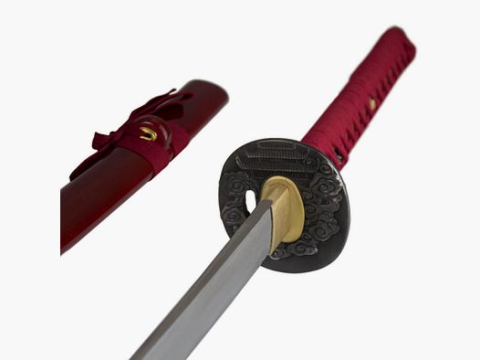 Katana-Samuraischwert DerShogun - Saya: czerwony - Sageo: czerwony