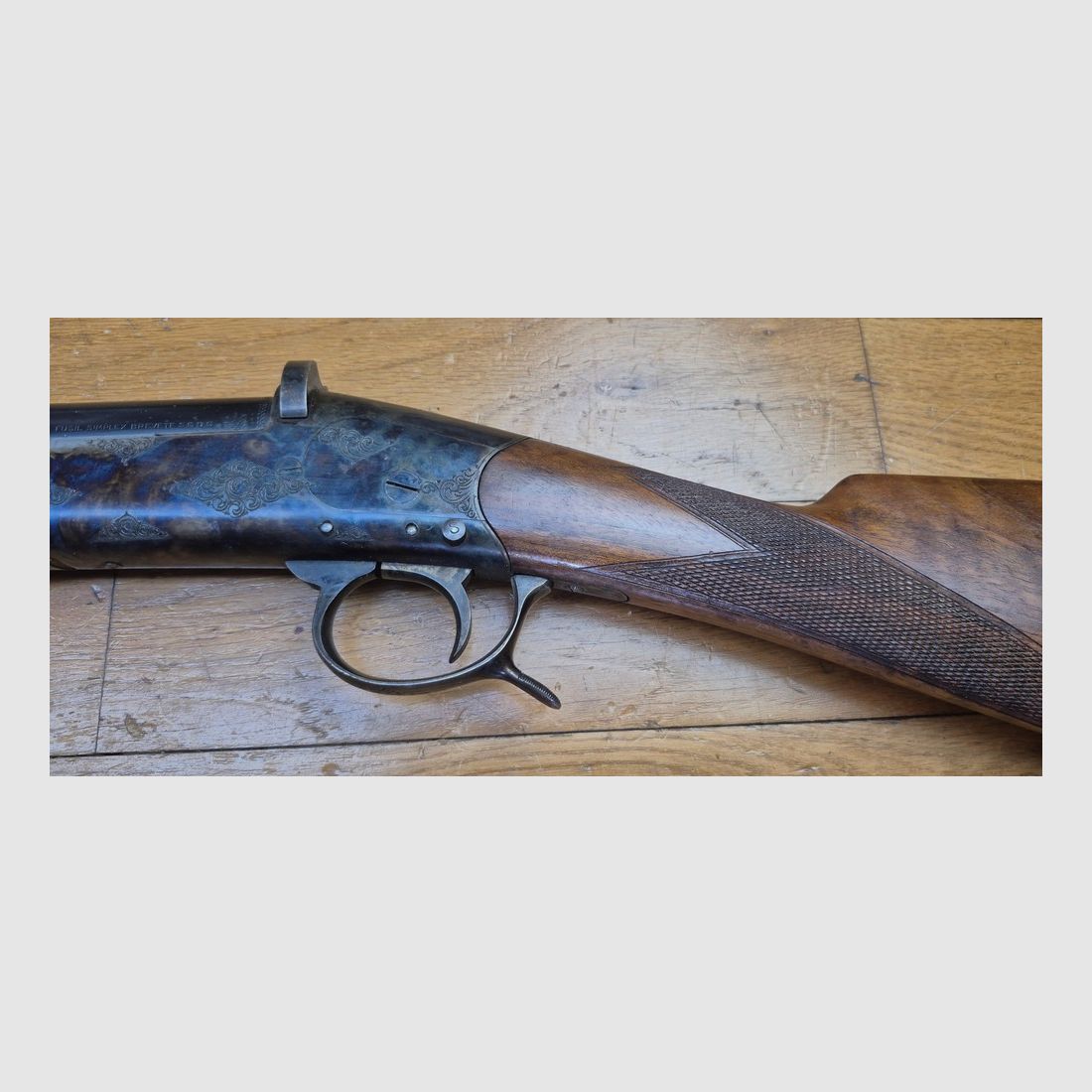 Sehr schönes Exemplar eines FUSIL SIMPLEX — Manufrance Saint-Étienne — Patentiert 1908 — Kal. 16/70 — Luxusversion in Nussbaum — Waffe aus den 50er Jahren — Kaliber 16/70 — Zu reinigen, aber wirklich in ausgezeichnetem Zustand — TBE++, Bild 31 von 38