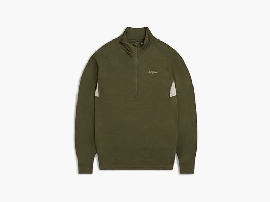 Bergans Inner:Pure Merino Half-Zip Thermoshirt Herren Pine Forest/Bone White XXL