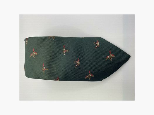 Robert Keyte Cravate 100% soie vert motif canard