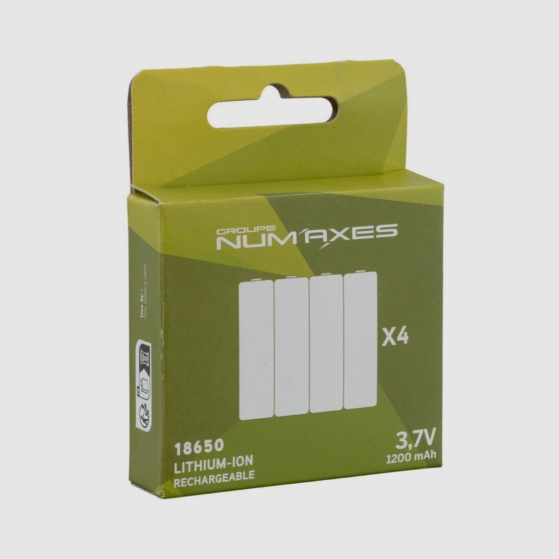 Num&rsquo;Axes wiederaufladbare Batterien 18650 x4 Set mit 4 Batterien 18650, Bild 1 von 4