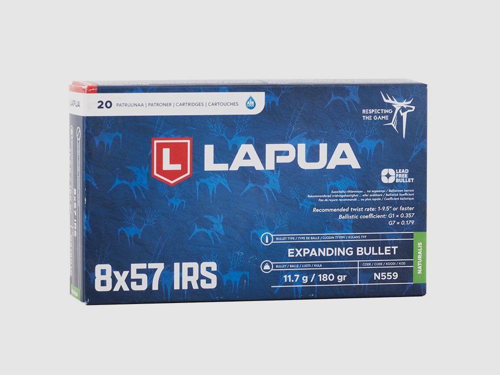 Lapua 8x57IRS Naturalis 11,7g/180gr Büchsenpatronen Bleifrei